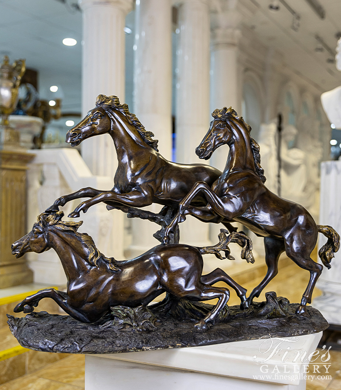 Bronze Statues  - Three Bronze Horses Sculpture - BS-1522